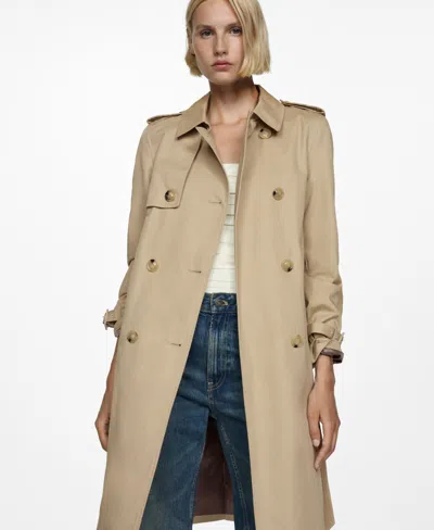 Mango Women's Belt Detail Classic Trench Coat In Beige