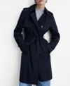 Mango Cotton Gabardine Trench Coat In Dark Navy