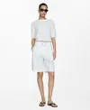 Mango Bermuda Droit Ceinture In White