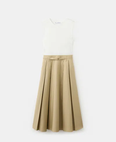 Mango Flared Midi-dress With Belt Medium Brown