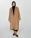 Mango Belted Wool Blend Coat In Medium Brown