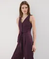 Mango Belt Linen Jumpsuit In Purple