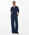 Mango Belt Long Jumpsuit Night Blue In Night Blue