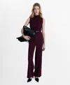 Mango Women's Belt Long Jumpsuit In Wine