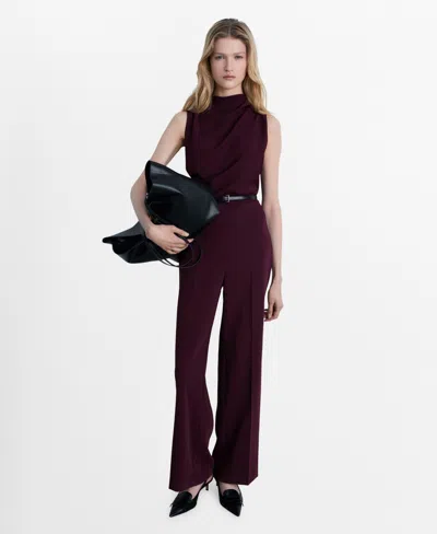 Mango Women's Belt Long Jumpsuit In Wine