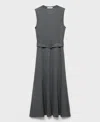Mango Belted Sleeveless Midi Dress In Gray