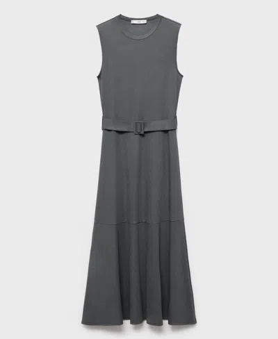 Mango Women's Belt Midi Dress In Gray