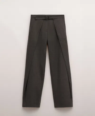 Mango Women's Belt Pleated Pants In Gray