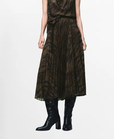Mango Women's Belt Pleated Skirt In Brown