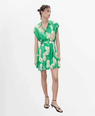 Mango Women's Belt Printed Dress In Green