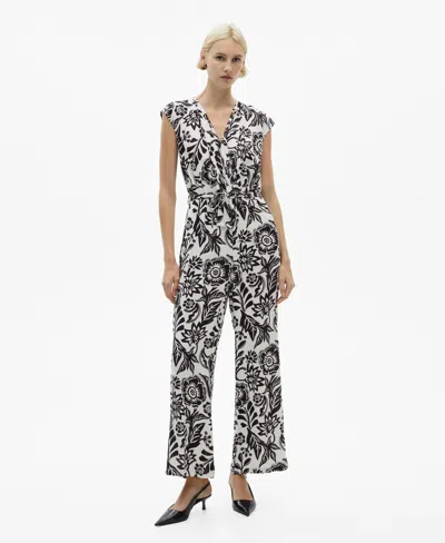 Mango Women's Belt Printed Jumpsuit In White