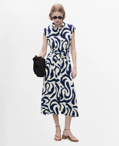 MANGO WOMEN'S BELT PRINTED SHIRT DRESS