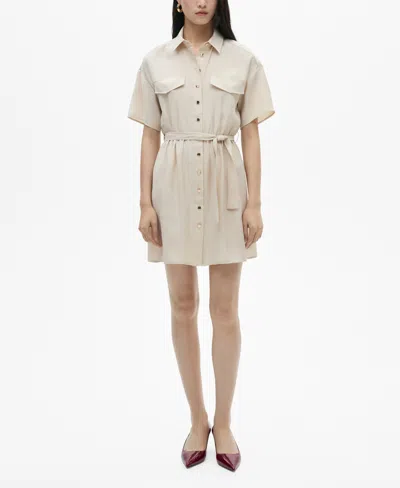 Mango Women's Belt Shirt Dress In Beige