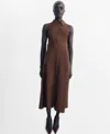 Mango Belt Shirt Dress Brown In Brown
