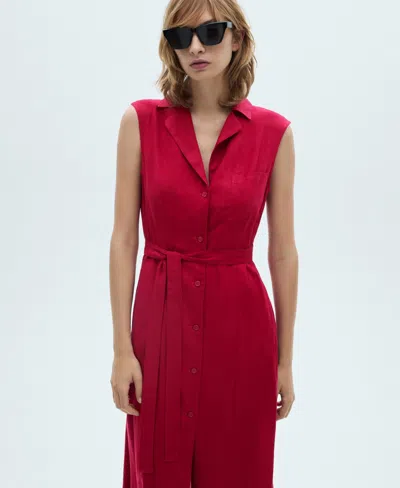 Mango Women's Belt Shirt Dress In Fuchsia