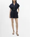 Mango Belt Short Jumpsuit Dark Navy In Dark Navy