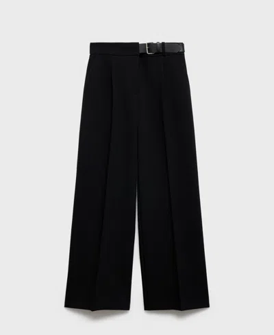 Mango Straight-fit Linen Suit Trousers Black