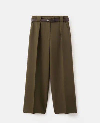 Mango Women's Belt Straight-fit Pants In Green