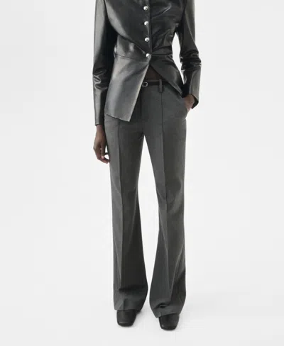 MANGO WOMEN'S BELT STRAIGHT-FIT PANTS