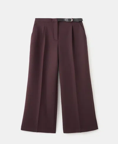 Mango Women's Belt Straight-fit Pants In Burgundy