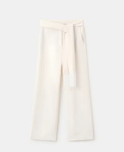 Mango Belt Straight-fit Pants In Nude