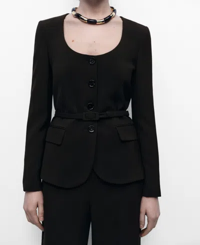 Mango Women's Belt Suit Jacket