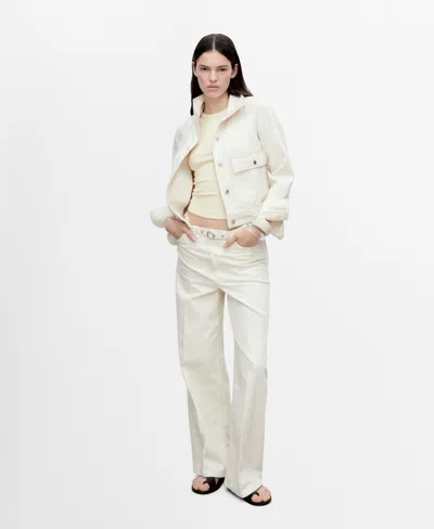 Mango Women's Belt Wide Leg Jeans In Off White