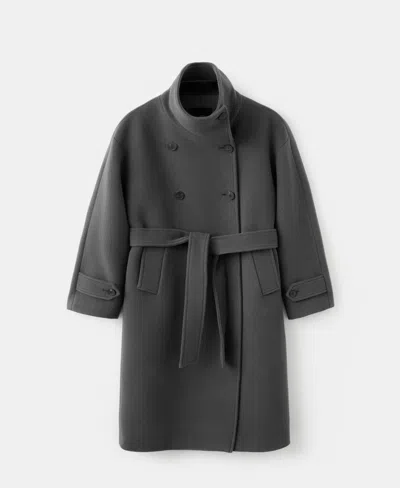 Mango Women's Belt Woolen Coat In Gray
