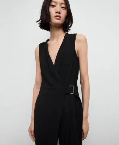 Mango Women's Belt Wrap Jumpsuit In Black