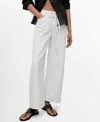 Mango Tie Waist Wide Leg Jeans In White