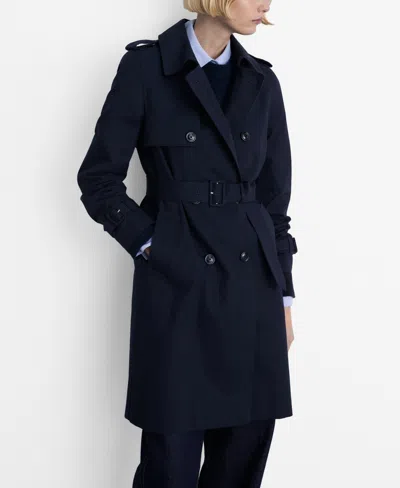 Mango Women's Belted Classic Trench Coat In Dark Navy
