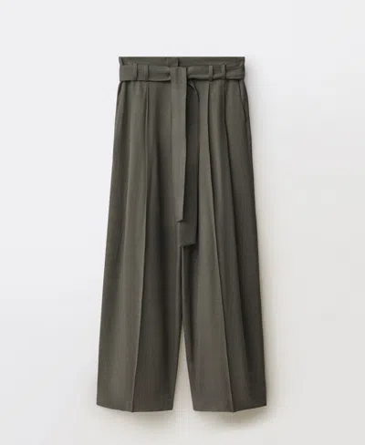 Mango Women's Belted Clips Suit Trousers In Khaki