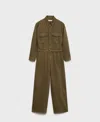 Mango Sidney Long Sleeve Cotton Utility Jumpsuit In Khaki