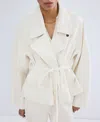 Mango Belted Denim Trench Coat In White