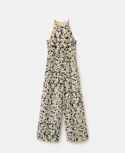 Mango Women's Belted Floral-printed Jumpsuit In Black