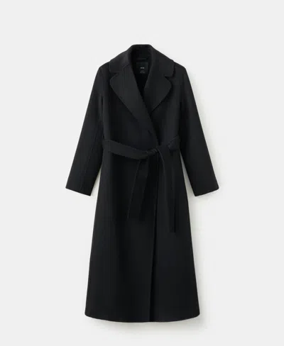 Mango Women's Belted Handmade Wool Coat In Black
