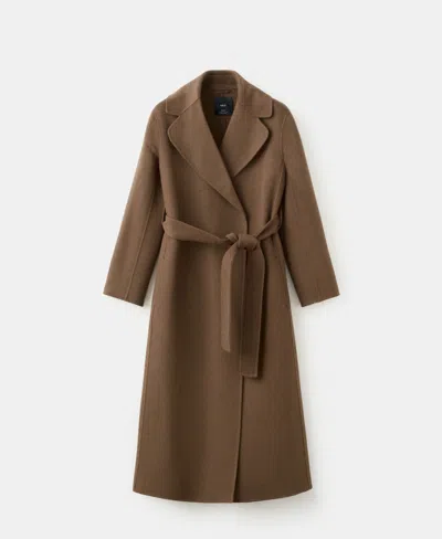 Mango Women's Belted Handmade Wool Coat In Brown