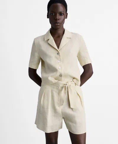 Mango Women's Belted Linen Shorts In Beige