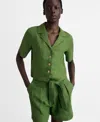 Mango Women's Belted Linen Shorts In Green
