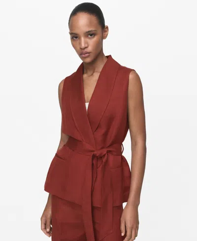 Mango Women's Belted Linen Suit Vest In Brown