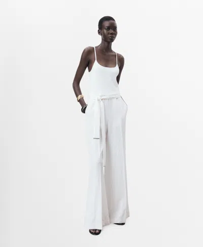 MANGO WOMEN'S BELTED LONG LYOCELL JUMPSUIT