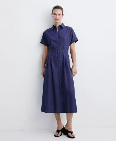 Mango Women's Belted Lyocell Shirtdress In Blue