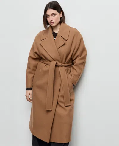 MANGO WOMEN'S BELTED MANTECO WOOL COAT