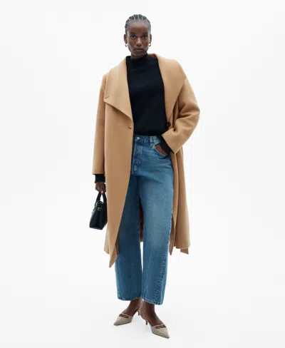 Mango Women's Belted Manteco Wool Coat In Medium Brown