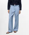 Mango Pantalon Paperbag Ceinture Bleu Ciel - Femme - 40 -  In Blue