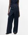 Mango Topstitch Wide Leg Jeans In Open Blue