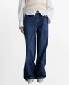 Mango Women's Belted Wide Leg Jeans In Dark Blue