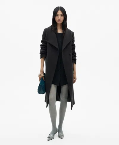 Mango Women's Belted Woolen Coat In Gray