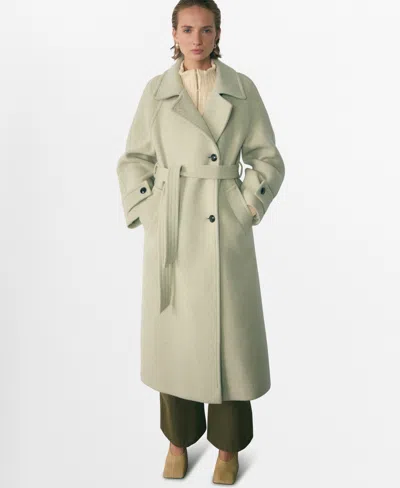 Mango Woolen Coat With Belt Vanilla