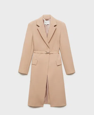 Mango Women's Belted Woolen Coat In Nude